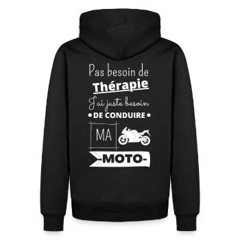 T shirt moto thérapie moto humour moto cadeau. - Sweat à capuche Premium bio Homme - noir - Dos - Nico (187cm)
