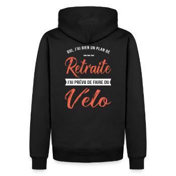 vélo retraité cadeau homme plan retraite cyclisme - Sweat à capuche Premium bio Homme - noir - Dos - Nico (187cm)