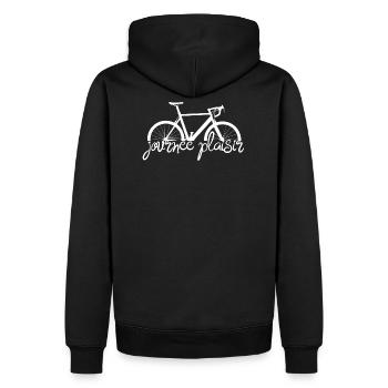 Vélo journée plaisir - Motif texte journée plaisir - Sweat à capuche Premium bio Homme - noir - Dos - Nico (187cm)