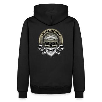 böser alter Mann / Motorrad Bart - Männer Premium Bio Hoodie - Schwarz - Hinten - Nico (187cm)