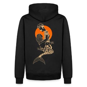 Amour sans frontières : Sirène et pêcheur - Sweat à capuche Premium bio Homme - noir - Dos - Nico (187cm)
