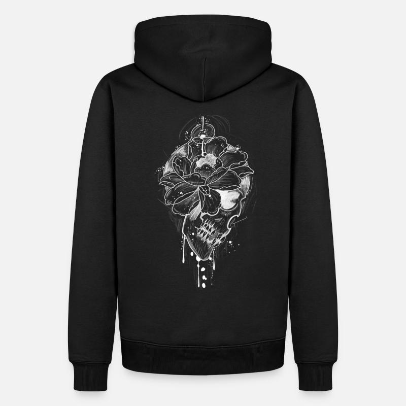 Crâne blanc - Sweat à capuche Premium bio Homme - noir