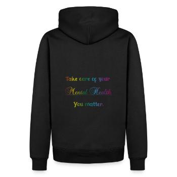 Takecare - Männer Premium Bio Hoodie - Schwarz - Hinten - Nico (187cm)