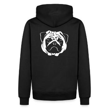 Mops Portrait - Negative Stil - Männer Premium Bio Hoodie - Schwarz - Hinten - Nico (187cm)