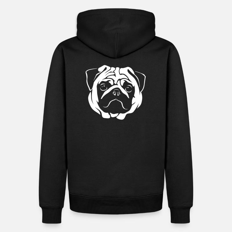 Mops Portrait - Negative Stil - Männer Premium Bio Hoodie - Schwarz