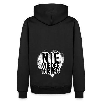 nie mehr krieg - Männer Premium Bio Hoodie - Schwarz - Hinten - Nico (187cm)