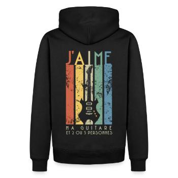 Guitare j'aime ma guitare humour guitariste cadeau - Sweat à capuche Premium bio Homme - noir - Dos - Nico (187cm)