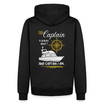 Captain Gift / Le capitaine a toujours raison... - Sweat à capuche Premium bio Homme - noir - Dos - Nico (187cm)