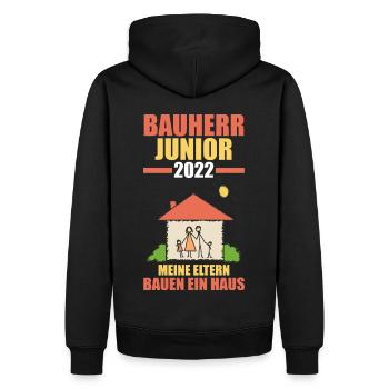 Bauherr Junior 2022 Richtfest Hausbau - Männer Premium Bio Hoodie - Schwarz - Hinten - Nico (187cm)