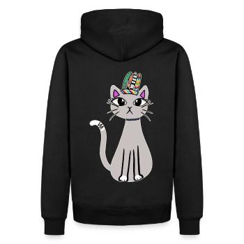 Chamane Chat Chaton Chaman Chat Enfants - Sweat à capuche Premium bio Homme - noir - Dos - Nico (187cm)