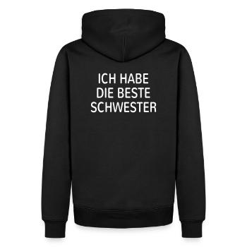 Ich habe die beste Schwester beste Geschwister - Männer Premium Bio Hoodie - Schwarz - Hinten - Nico (187cm)