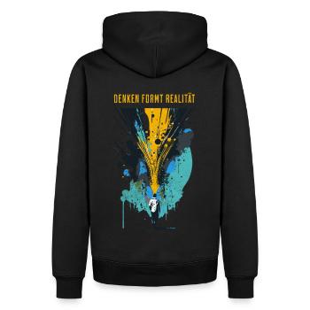 Denken formt Realität - Grafik - Männer Premium Bio Hoodie - Schwarz - Hinten - Nico (187cm)