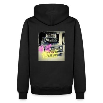 Voiture ancienne 4L 1966 vintage - Sweat à capuche Premium bio Homme - noir - Dos - Nico (187cm)