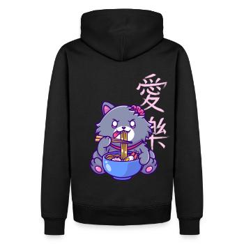 Chine Japon Nouilles pour chats Ramen Pâtes Spaghetti - Sweat à capuche Premium bio Homme - noir - Dos - Nico (187cm)
