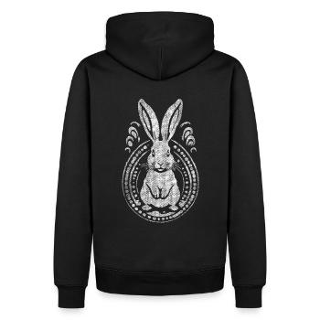 Lapin de Pâques d’apparence usagée - Sweat à capuche Premium bio Homme - noir - Dos - Nico (187cm)