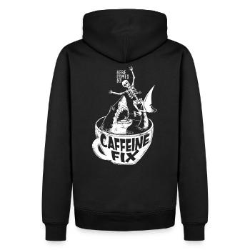Caffeine Shark - Sweat à capuche Premium bio Homme - noir - Dos - Nico (187cm)