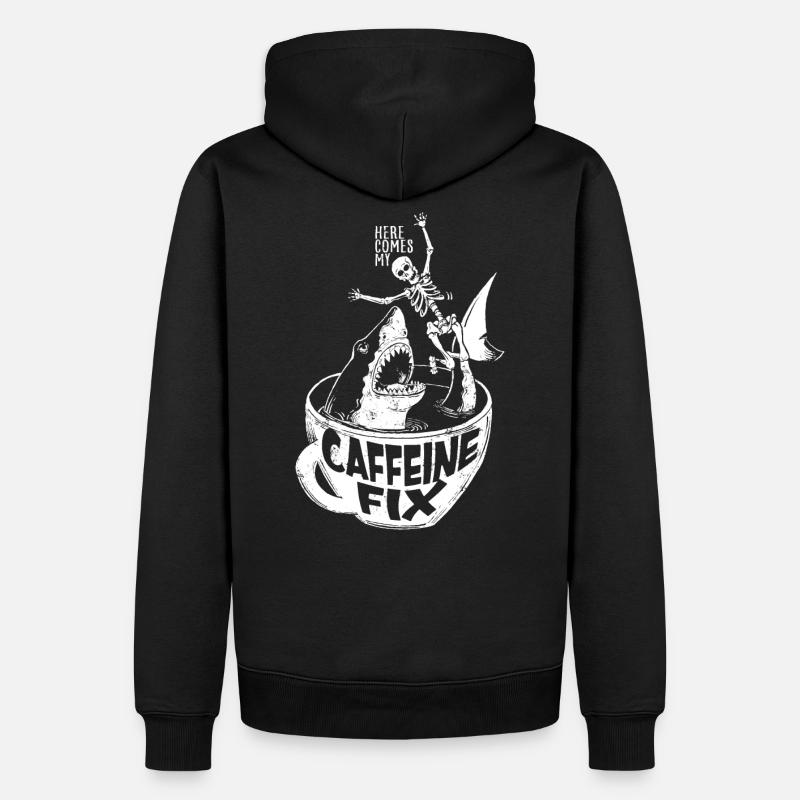 Caffeine Shark - Männer Premium Bio Hoodie - Schwarz