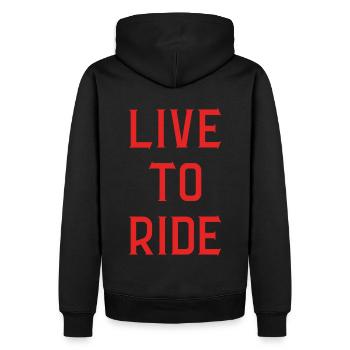 Live to ride - Men’s Premium Organic Hoodie - black - Back - Nico (187cm)