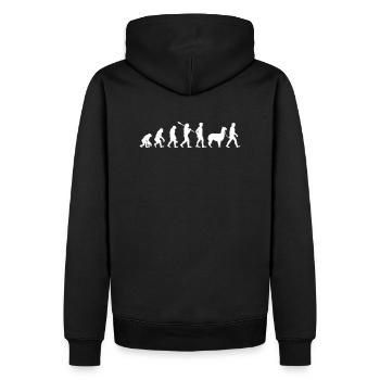 Evolution Alpaka Wanderung lustig Geschenkidee Fun - Männer Premium Bio Hoodie - Schwarz - Hinten - Nico (187cm)