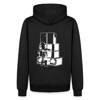 soundsystem girl tekno 23 - Männer Premium Bio Hoodie - Schwarz - Hinten - Nico (187cm)