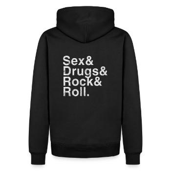 Sex & Drugs & Rock & Roll - Männer Premium Bio Hoodie - Schwarz - Hinten - Nico (187cm)