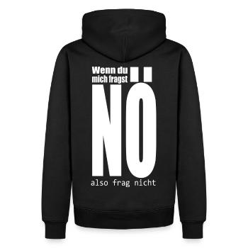 wenn du mich fragst NÖ - Männer Premium Bio Hoodie - Schwarz - Hinten - Nico (187cm)
