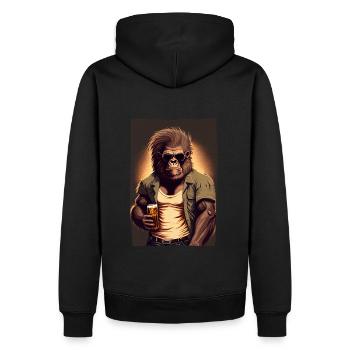 Gorille badass avec lunettes de soleil et bière - Sweat à capuche Premium bio Homme - noir - Dos - Nico (187cm)
