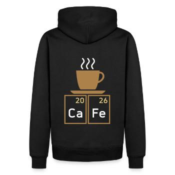 Café (calcium, fer) (tasse à café) - Sweat à capuche Premium bio Homme - noir - Dos - Nico (187cm)