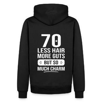 70 ans tellement de charme cadeau 70e anniversaire - Sweat à capuche Premium bio Homme - noir - Dos - Nico (187cm)