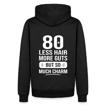 80 Jahre so charmantes Geschenk 80-jähriges Jubiläum - Männer Premium Bio Hoodie - Schwarz - Hinten - Nico (187cm)