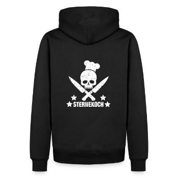 Skull als Sternekoch - Männer Premium Bio Hoodie - Schwarz - Hinten - Nico (187cm)