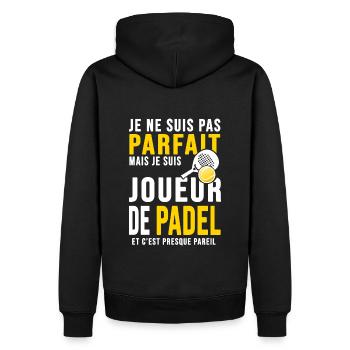 padel joueur parfait humour joueur tennis padel - Sweat à capuche Premium bio Homme - noir - Dos - Nico (187cm)