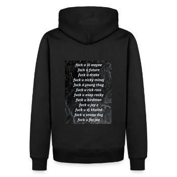 fuck u celebrity - Men’s Premium Organic Hoodie - black - Back - Nico (187cm)