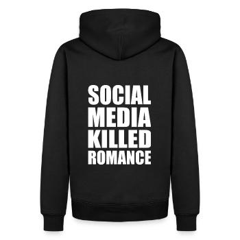 social media killed romance - Sweat à capuche Premium bio Homme - noir - Dos - Nico (187cm)