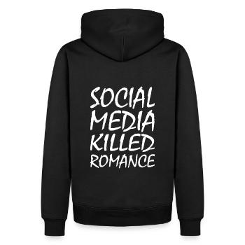 social media killed romance - Sweat à capuche Premium bio Homme - noir - Dos - Nico (187cm)