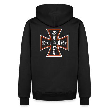 tour - Sweat à capuche Premium bio Homme - noir - Dos - Nico (187cm)