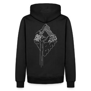 Bergliche Landschaft - Männer Premium Bio Hoodie - Schwarz - Hinten - Nico (187cm)