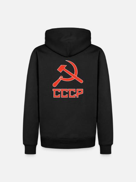 udssr Soviet hammer and sickle, Hammer und Sichel - Herre Premium økologisk hoodie - sort