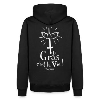 Le Gras c'est la Vie ! - Sweat à capuche Premium bio Homme - noir - Dos - Nico (187cm)