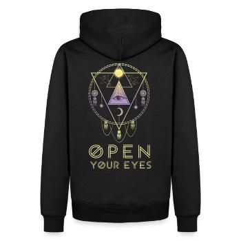 Open Your Eyes Allsehendes Auge Boho Geschenk - Männer Premium Bio Hoodie - Schwarz - Hinten - Nico (187cm)