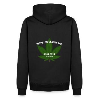 Cannabis legalisation 01.04.2024 - Männer Premium Bio Hoodie - Schwarz - Hinten - Nico (187cm)