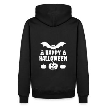 Happy halloween (bat, ghosts, pumpkins) - Men’s Premium Organic Hoodie - black - Back - Nico (187cm)