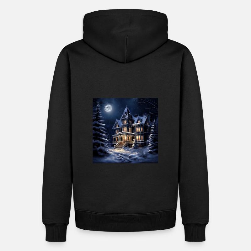 Conception de maison enneigée - Sweat à capuche Premium bio Homme - noir