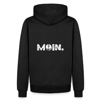 moin. weiß - Männer Premium Bio Hoodie - Schwarz - Hinten - Nico (187cm)