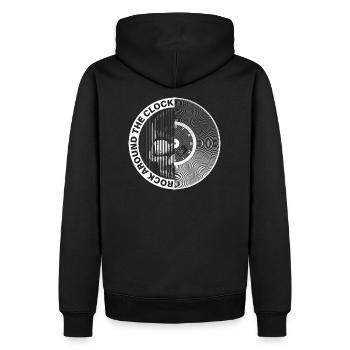 Rock rund um die Uhr weiß - Männer Premium Bio Hoodie - Schwarz - Hinten - Nico (187cm)