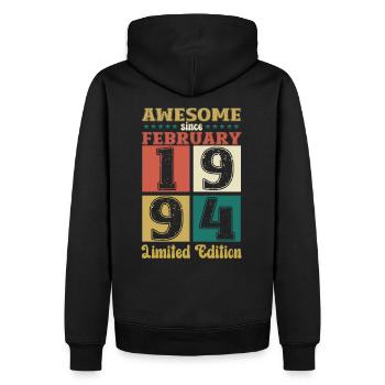 30.Geburtstag Awesome since Februar Jahrgang 1994 - Männer Premium Bio Hoodie - Schwarz - Hinten - Nico (187cm)