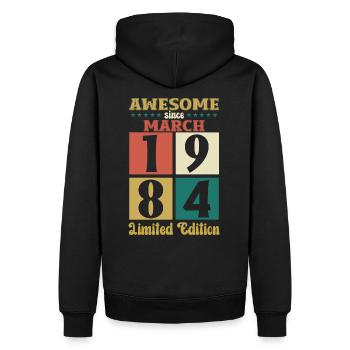40e anniversaire cadeau mari génial mars 1984 - Sweat à capuche Premium bio Homme - noir - Dos - Nico (187cm)