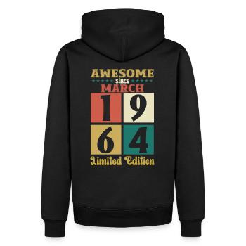 60e anniversaire cadeau mari génial mars 1964 - Sweat à capuche Premium bio Homme - noir - Dos - Nico (187cm)