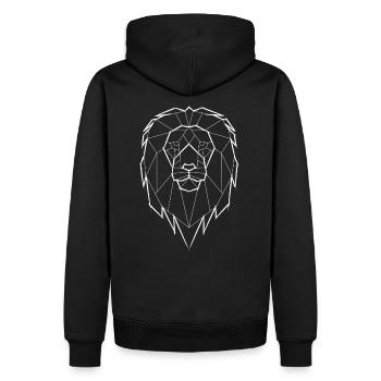 Löwe Geometrisch Geometrie - weiß - Männer Premium Bio Hoodie - Schwarz - Hinten - Nico (187cm)