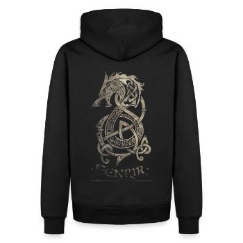 Fenrir Wolf Celtic Tribal Walhalla - Männer Premium Bio Hoodie - Schwarz - Hinten - Nico (187cm)